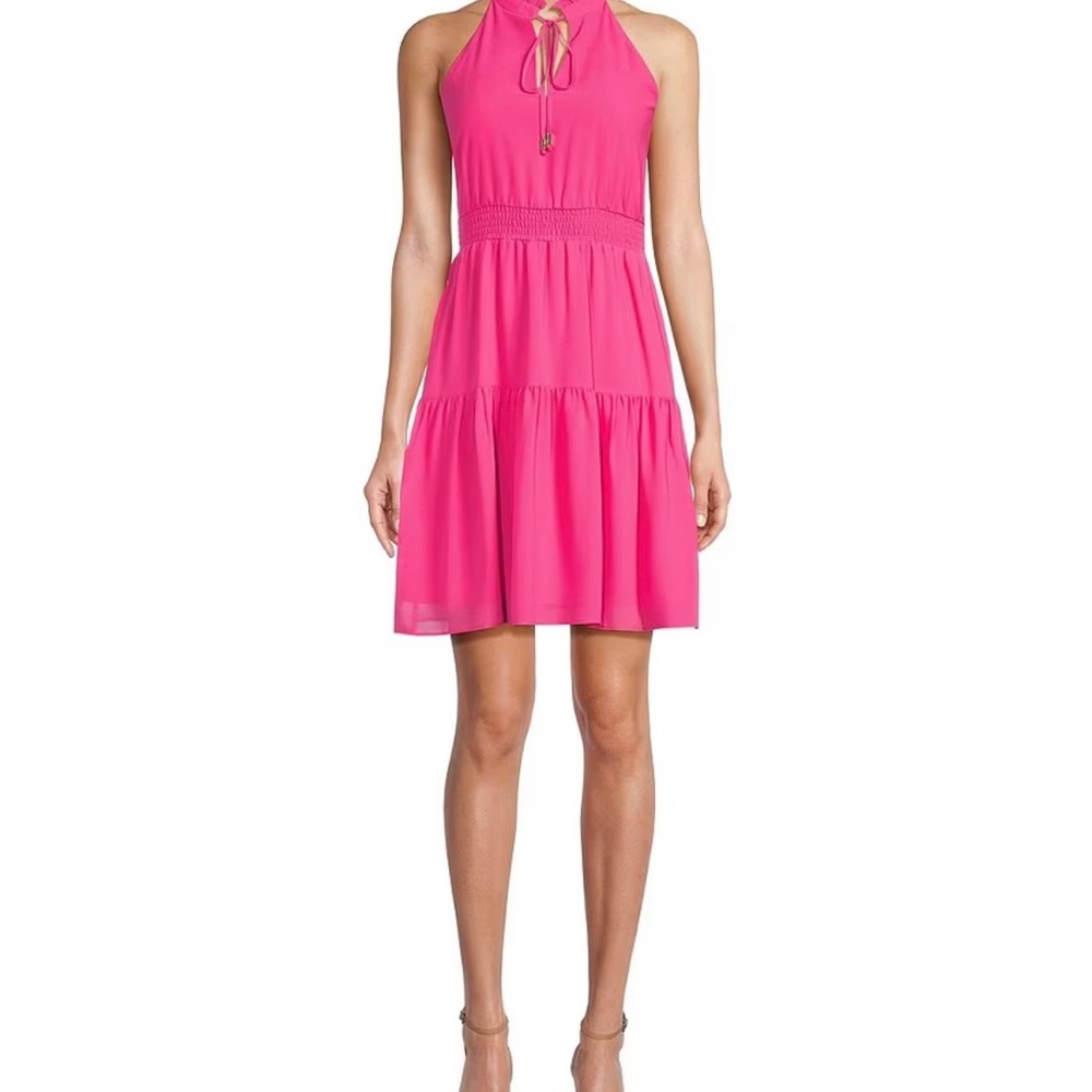 Vince Camuto Sleeveless Halter Chiffon Tiered Dress. Size Small.